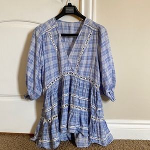 FREE PEOPLE blue long sleeve blouse